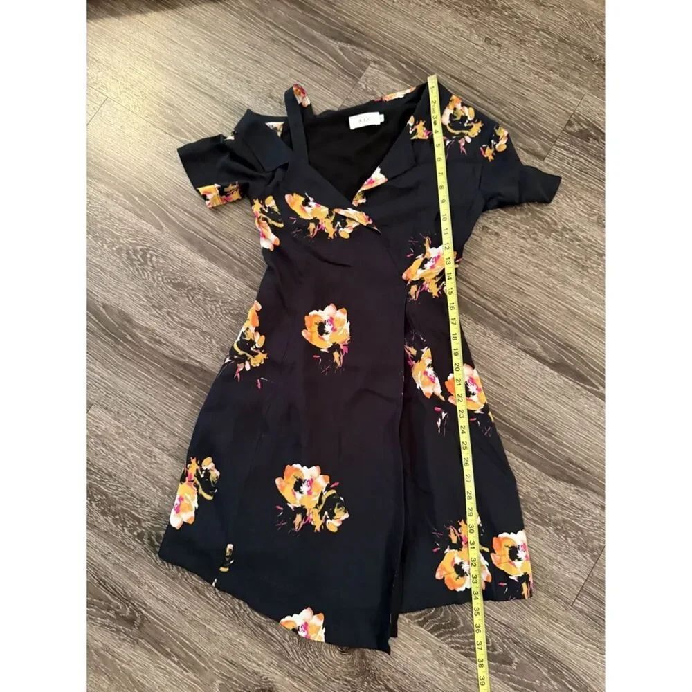 A.L.C. Lucia Floral Print Silk Cold Shoulder Dress - Picture 4 of 6